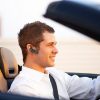 BlueAnt_Q1_Bluetooth_Headset_Elegant_Black_Sprint_Headset_Cute_Male_Model_Luxury_Car_Dandy_Gadget_Headphones