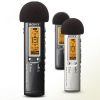 Sony_ICD_SX750_Digital_Voice_Recorder_Elegant_Black_White_Front_Stand_Center_Sexy_Trio_Dandy_Gadget_Portable_Media