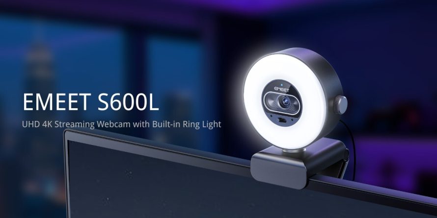 EMEET S600L - UHD 4K Streaming webcam with built-in ring light