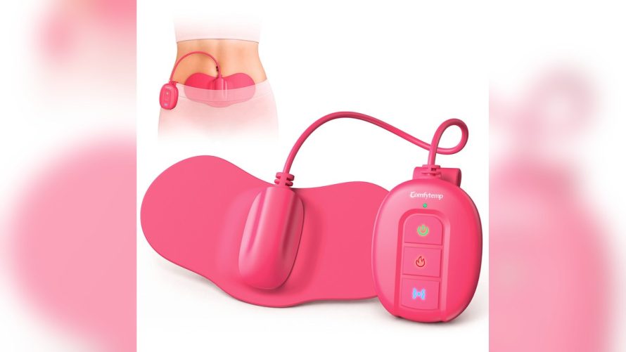 Comfytemp electric heating patch worn over the lower abdomen