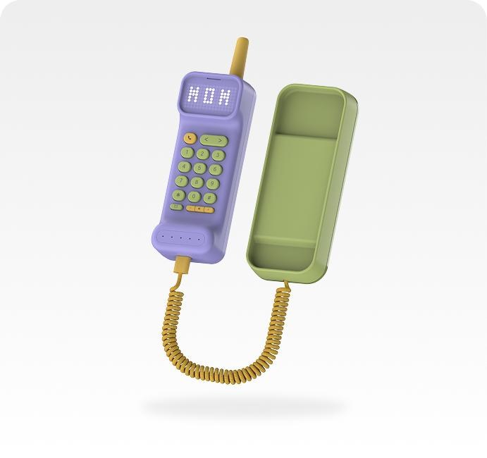 Purple Waffle Home handset and base on a white background