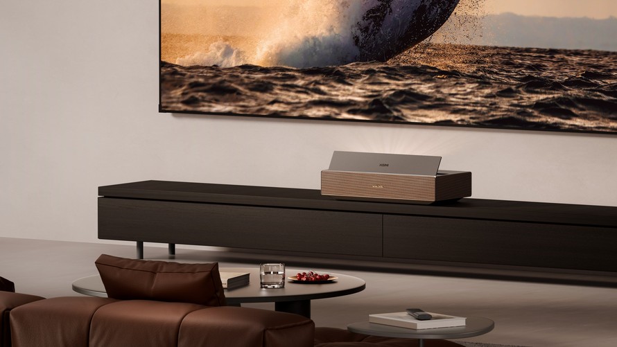 XGIMI Aura 3 Series ultra short throw laser TV projector in living room